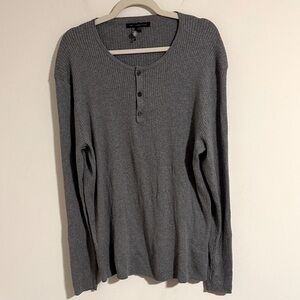 John Varvatos gray ribbed cotton camel hair blend Henley long sleeve shirt xl
